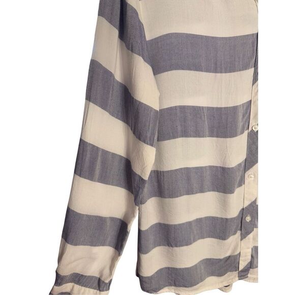 Rails 100% Rayon Long Sleeve Button Sleeve Button Down Blue & White Striped Shir - Picture 7 of 10